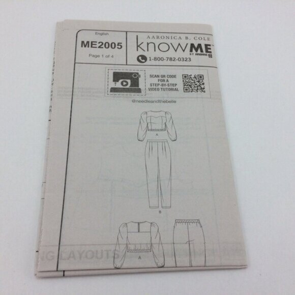 Know Me Womens Top and Pants Sewing Pattern ME2005 Uncut Aaronica Cole 16W-26W - Picture 6 of 9